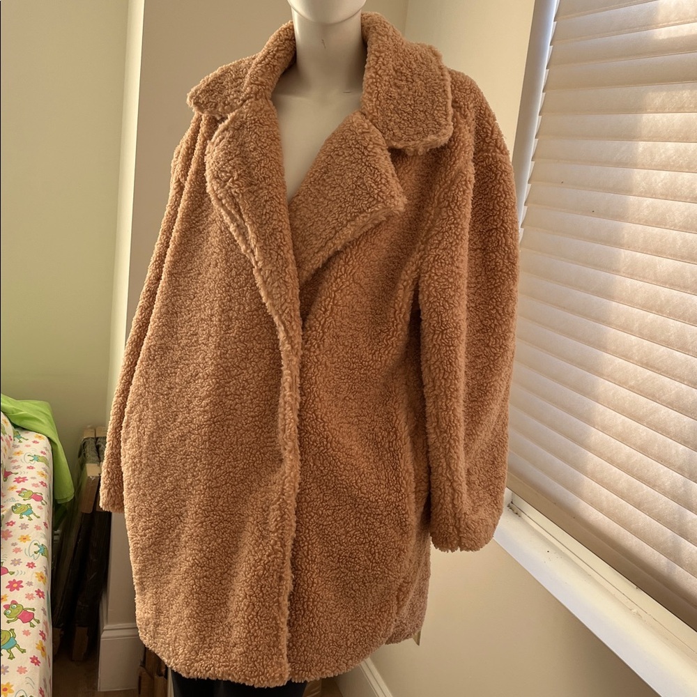 Peach Love California Warm Tan Teddy Jacket New L